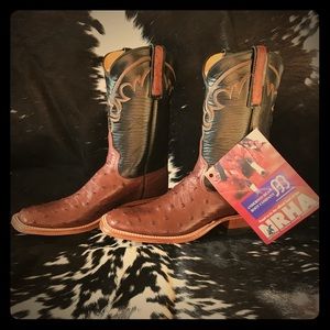 Andersen Bean Brown Ostrich Cowboy Boots Size 7 B